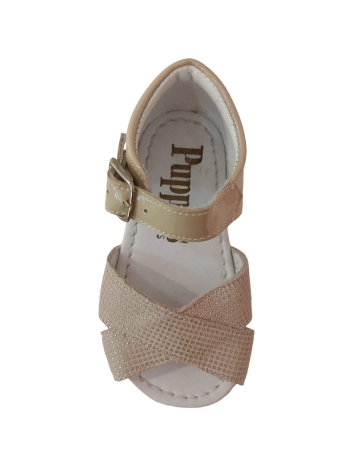 Sandalias de Piel Charol Beige para bebé Puppets