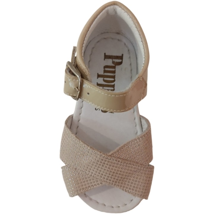 Sandalias de Piel Charol Beige para bebé Puppets