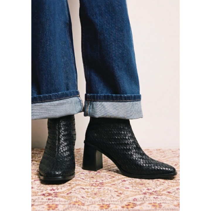 Botines de piel trenzada con tacón punta GIOSEPPO