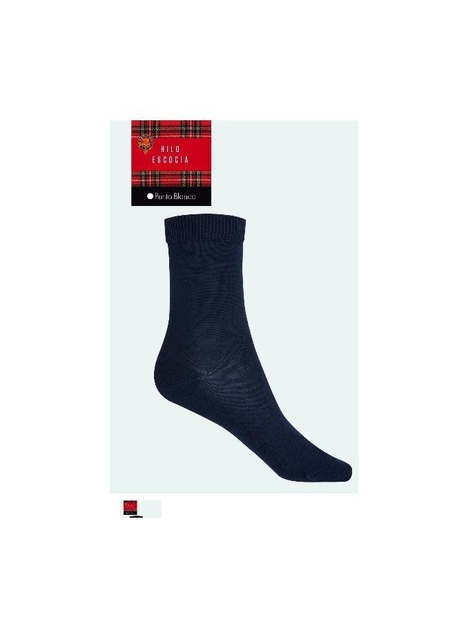 calcetin clasico hilo de Escocia, punto liso en algodon color negro